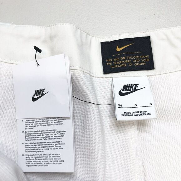 Nike Life Woven P44 Cargo Canvas Shorts White FJ7137-030 Men’s Size 34 - Picture 2 of 8